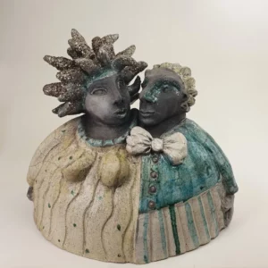 Sculpture Couple à Venise en Raku