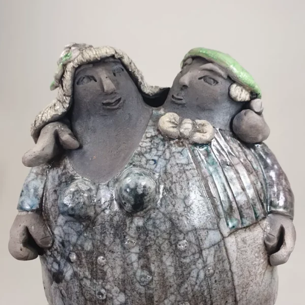 Couple en amour, sculpture céramique raku