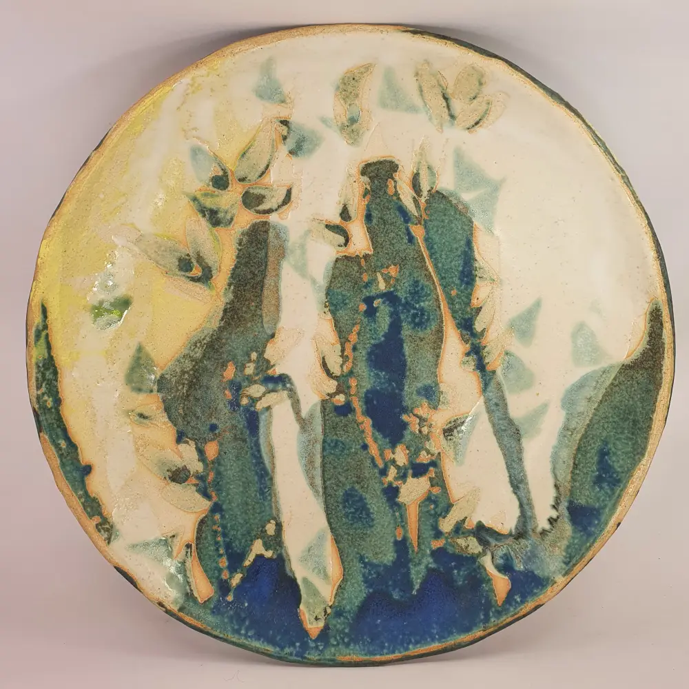 Grand plat décoratif en céramique contemporaine